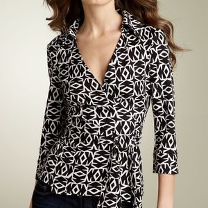 DVF DIANE VON FURSTENBERG Jill Silk Wrap Top~4